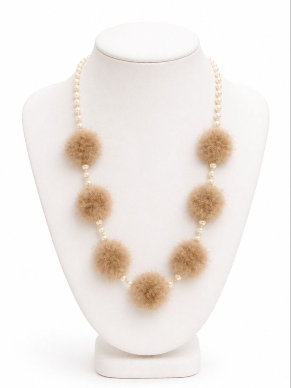 Vintage Circa: 1972 Mink Fur & Faux Pearl Necklace by KOSKOT